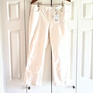Theory Ivory Moleskin Cropped Trousers Size 10 NWT